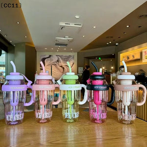 1Pcs Cute Portable Children's Plastic Cup Leakproof With Straw