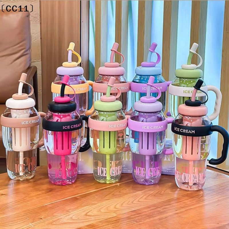1Pcs Cute Portable Children's Plastic Cup Leakproof With Straw