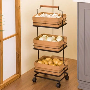 3-Tier Metal Storage Rack With Fabric Cover Baskets (232300) by Limon