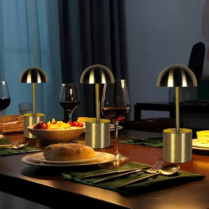 Retro-Style Metal Touch Lamp - USB Rechargeable Cordless - Perfect for Restaurants, Office and Home Decor
