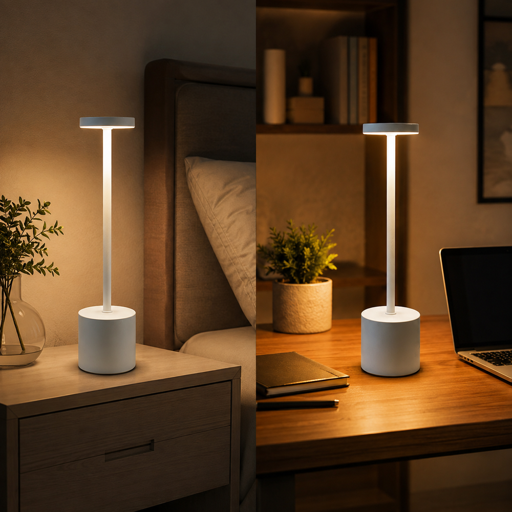 Long Neck Metal Touch Sense LED Lamp – Modern Minimalist Design, Rechargeable.