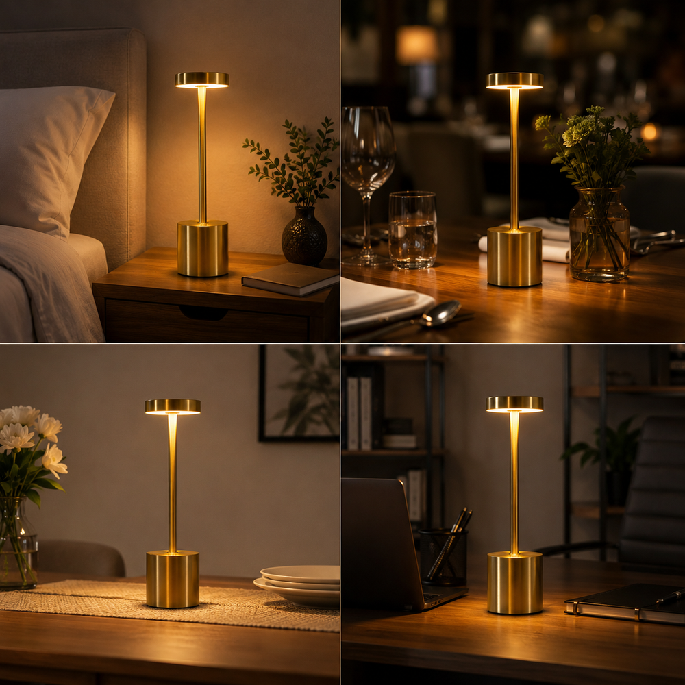Long Neck Metal Touch Sense LED Lamp – Modern Minimalist Design, Rechargeable.