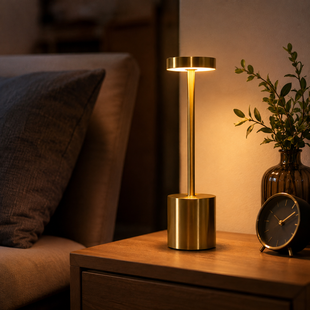 Long Neck Metal Touch Sense LED Lamp – Modern Minimalist Design, Rechargeable.
