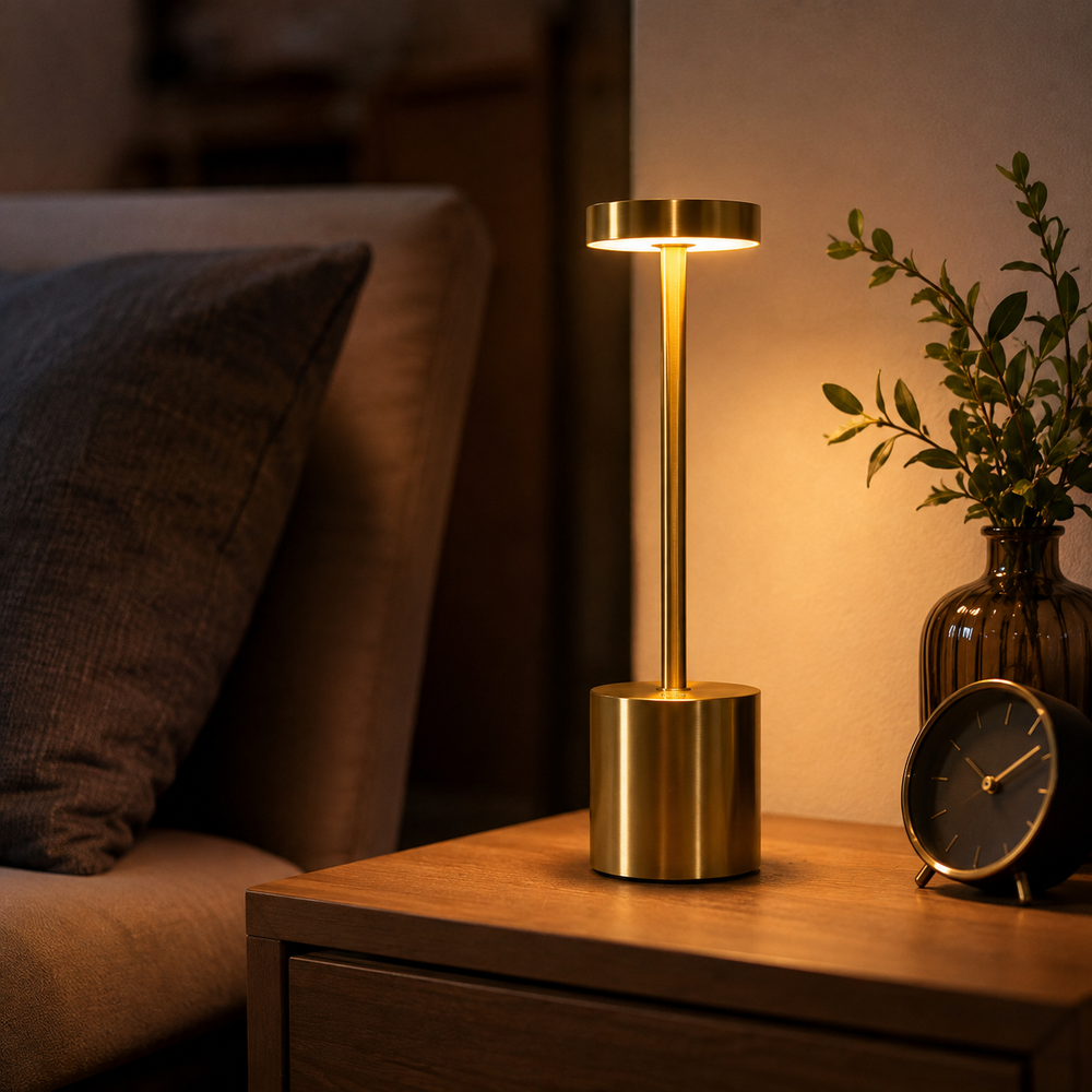 Long Neck Metal Touch Sense LED Lamp – Modern Minimalist Design, Rechargeable.