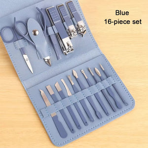 New 16PCS Nail Cutter Set Professional Nail Clipper Men and Women Nail Cutter Set Scissors Stainless Steel Pedicure Tools
