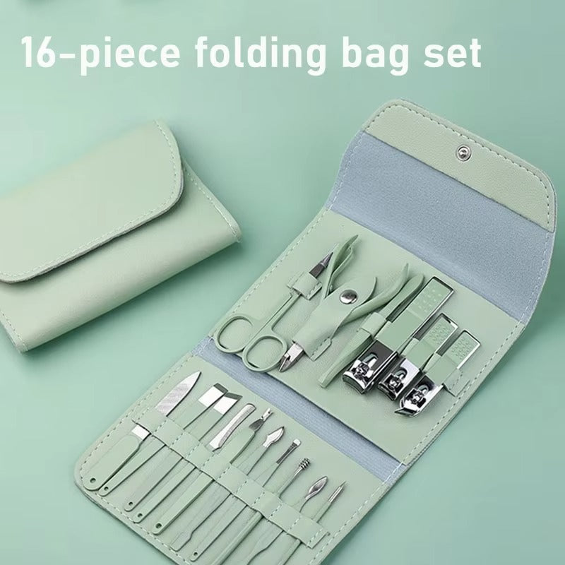 New 16PCS Nail Cutter Set Professional Nail Clipper Men and Women Nail Cutter Set Scissors Stainless Steel Pedicure Tools