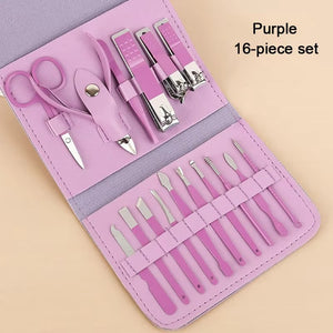 New 16PCS Nail Cutter Set Professional Nail Clipper Men and Women Nail Cutter Set Scissors Stainless Steel Pedicure Tools