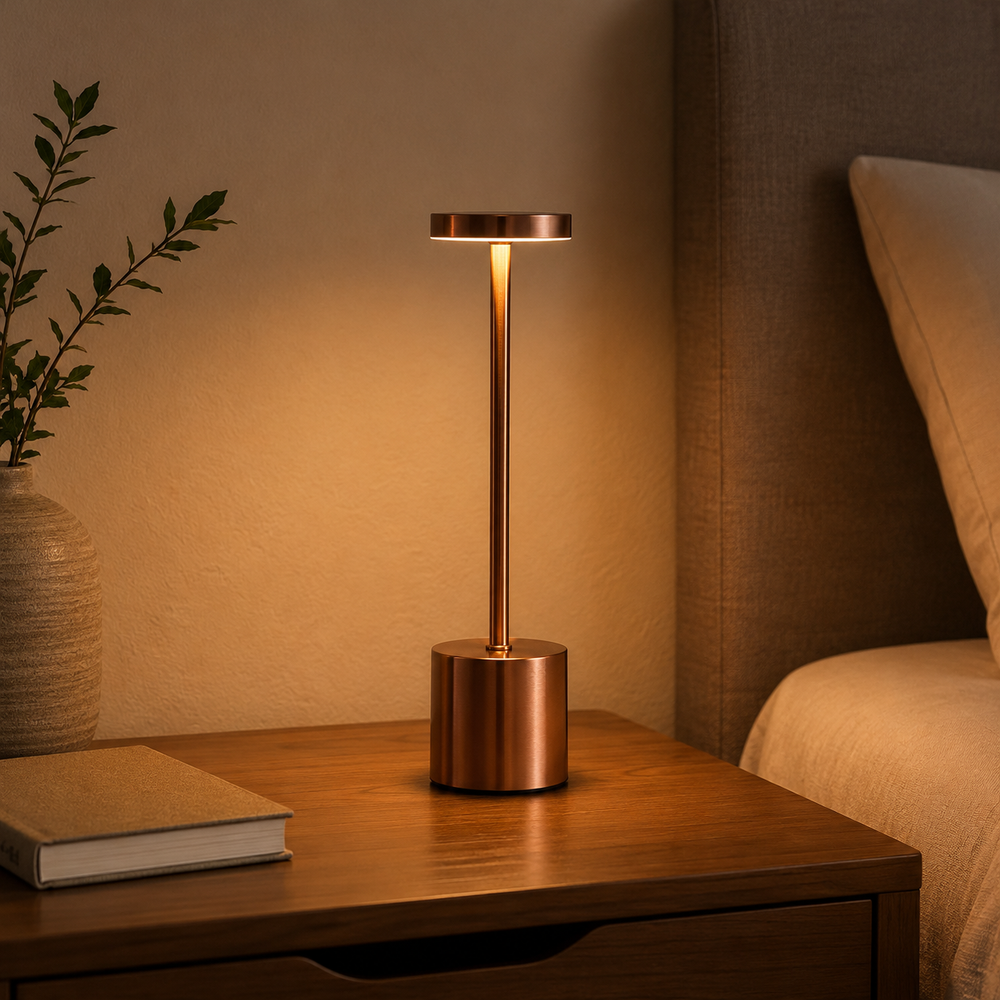 Long Neck Metal Touch Sense LED Lamp – Modern Minimalist Design, Rechargeable.
