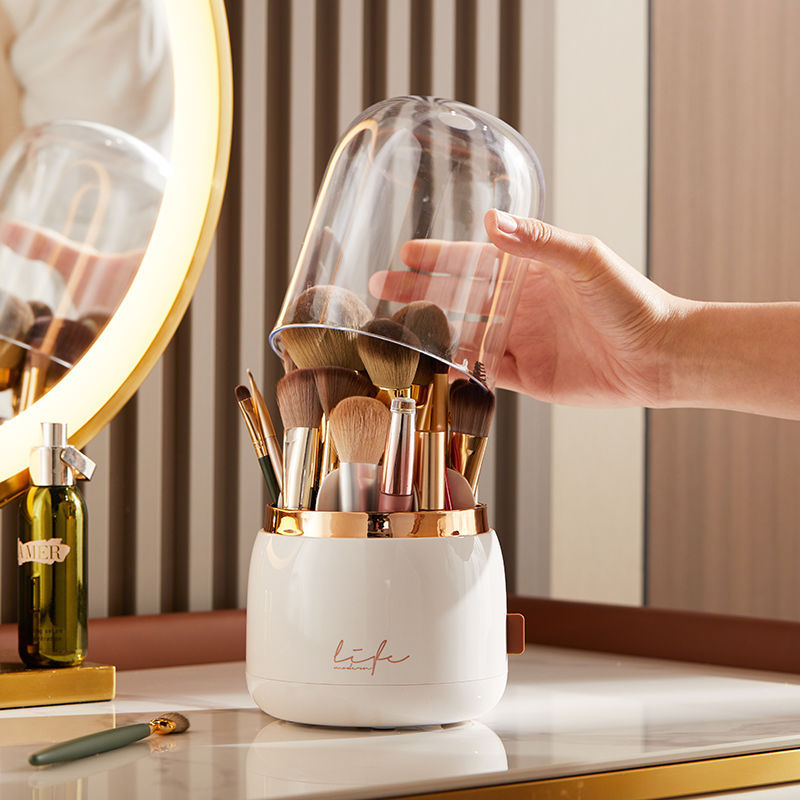 360° Rotating Makeup & Tooth Brushes Holder