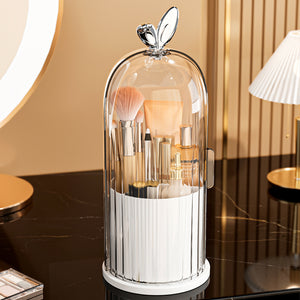 360° Rotating Makeup Brush Holder Cosmetic, Lipstick, Eyebrow Pencil, Eye Shadow, Toothbrush Organizer with Clear Lid Dustproof, Waterproof