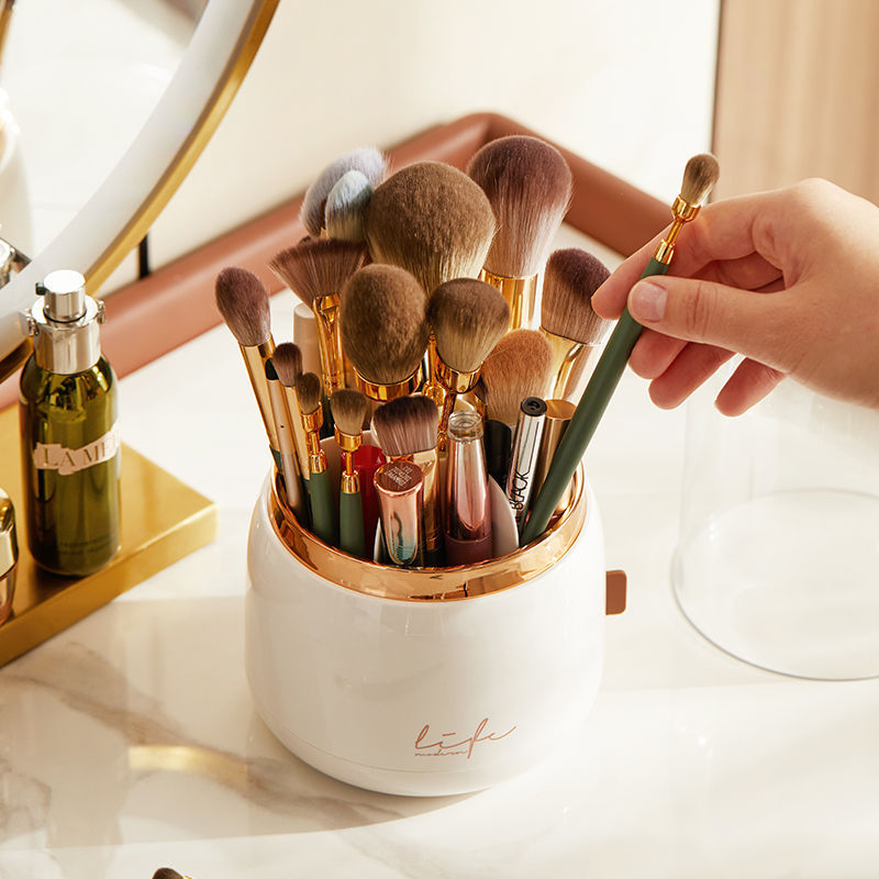 360° Rotating Makeup & Tooth Brushes Holder