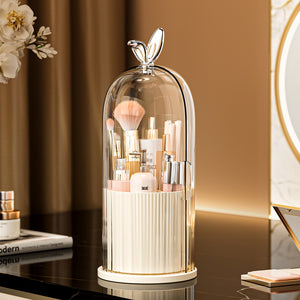 360° Rotating Makeup Brush Holder Cosmetic, Lipstick, Eyebrow Pencil, Eye Shadow, Toothbrush Organizer with Clear Lid Dustproof, Waterproof