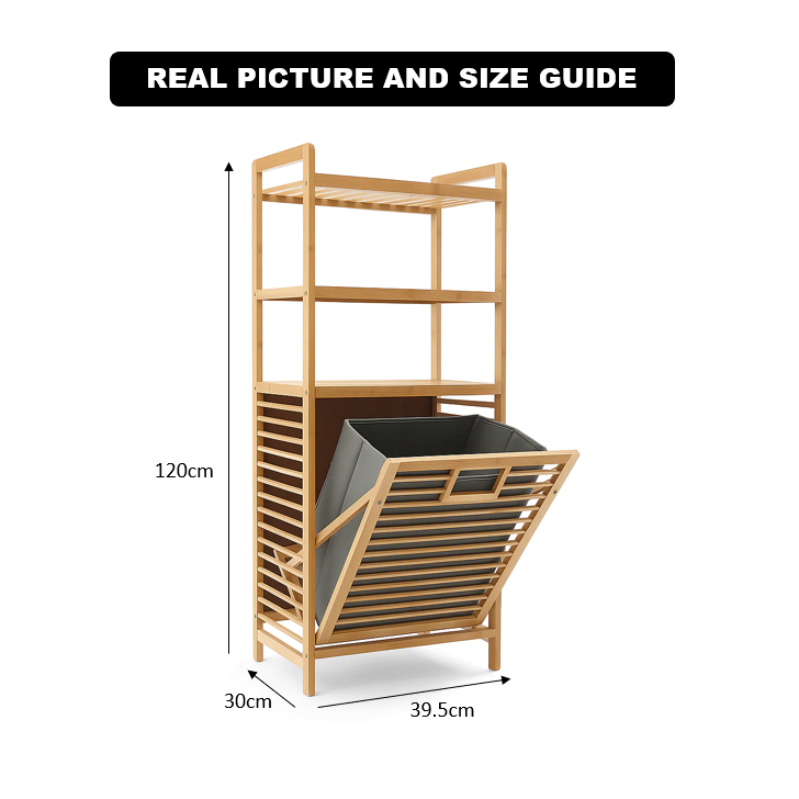 3-Tier BambooStack Laundry Tower