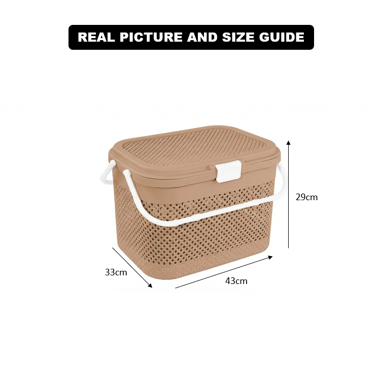 Knitted Pattern Picnic Basket with Handle (2139) by Limon