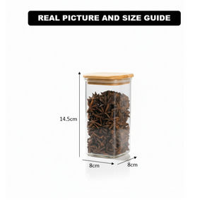 500ml Square Food Storage Jar with Wooden Lid (2197) by Limon