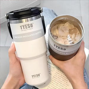 TYESO® SteelCore Stainless Steel Dual-Lid Tumbler with Top-Handle (900ml) (TS-8828)