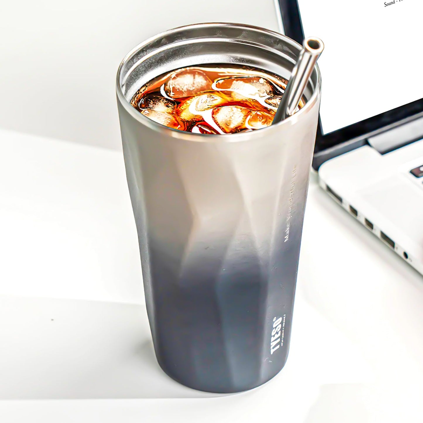 TYESO® Vacuum Insulated Tumbler with Pop-up Steel Straw (600ml) (TS-8848B)