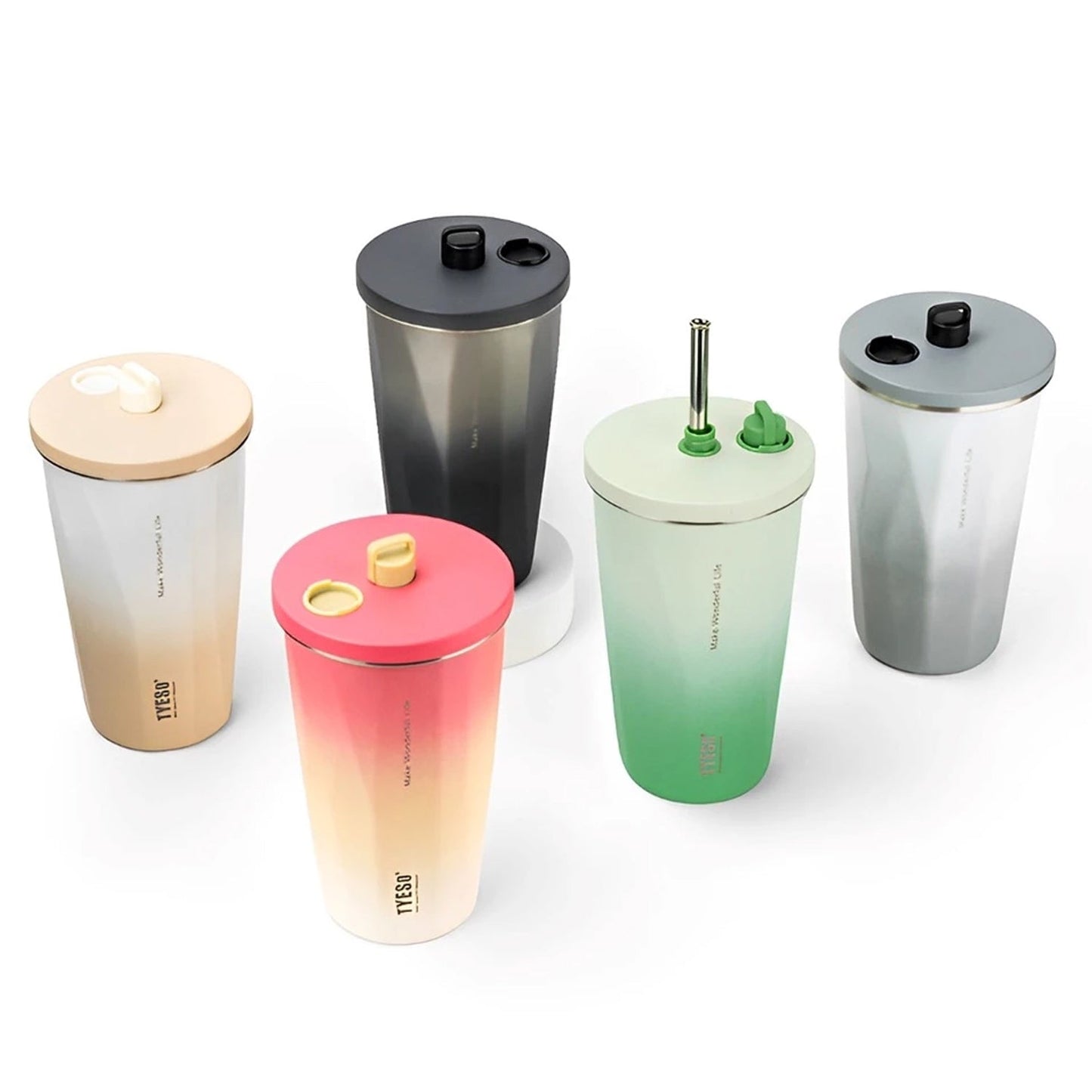 TYESO® Vacuum Insulated Tumbler with Pop-up Steel Straw (600ml) (TS-8848B)