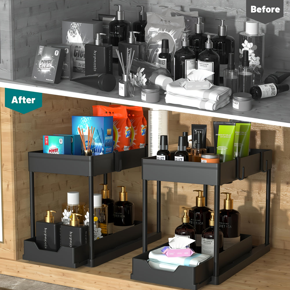 2 Tier Under Sink Sliding Storage Basket