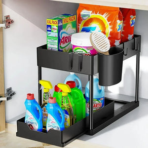 2 Tier Under Sink Sliding Storage Basket