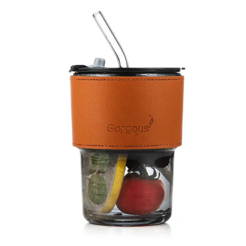 400ml Creative Amber Straw Glass Large Capacity Coffee Cup