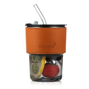 400ml Creative Amber Straw Glass Large Capacity Coffee Cup