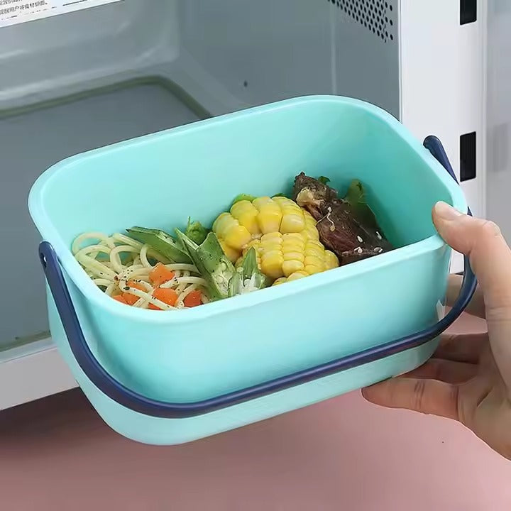 Snap & Munch Double Decker Lunch Box with Handle, Sauce Bowl, and Spoon