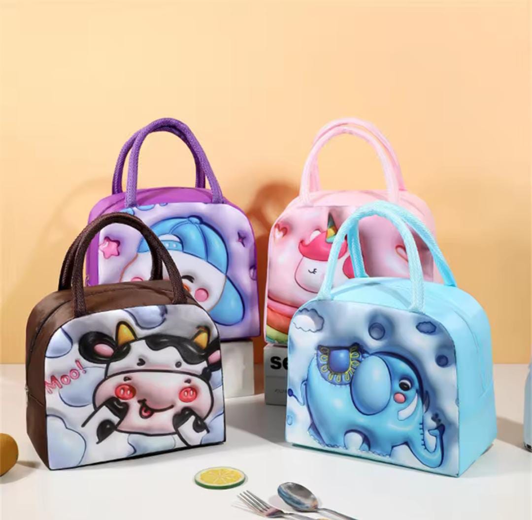 Colorful Cartoon Insulated Lunch Bags (Parachute Material) – Perfect for School & Travel