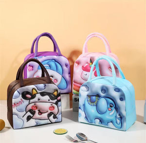 Colorful Cartoon Insulated Lunch Bags (Parachute Material) – Perfect for School & Travel