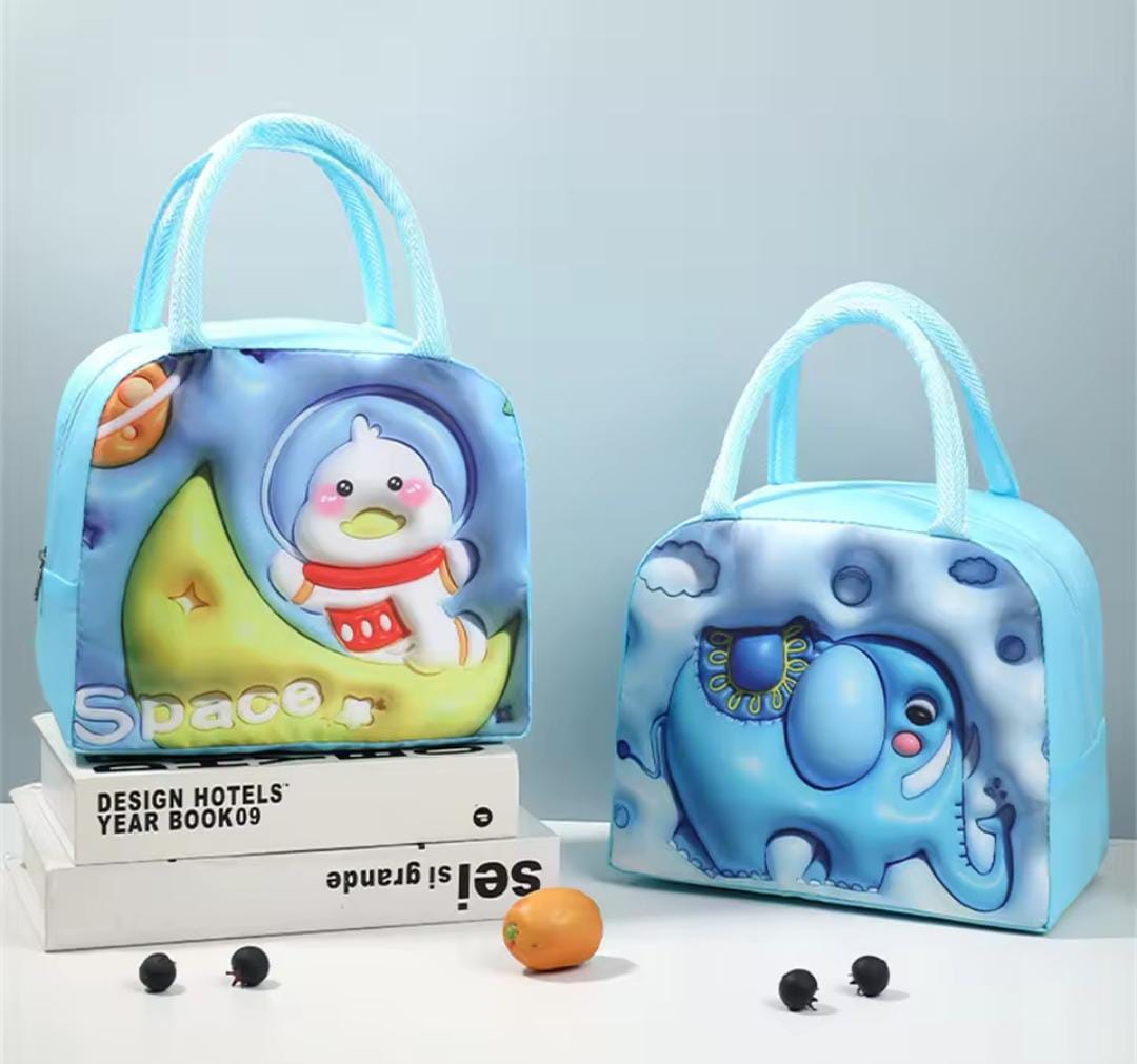 Colorful Cartoon Insulated Lunch Bags (Parachute Material) – Perfect for School & Travel