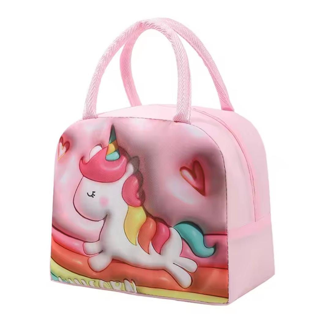 Colorful Cartoon Insulated Lunch Bags (Parachute Material) – Perfect for School & Travel