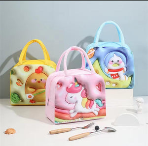 Colorful Cartoon Insulated Lunch Bags (Parachute Material) – Perfect for School & Travel