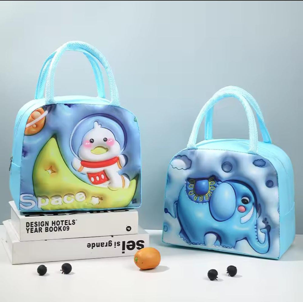 Colorful Cartoon Insulated Lunch Bags (Parachute Material) – Perfect for School & Travel