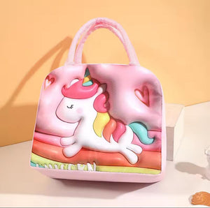 Colorful Cartoon Insulated Lunch Bags (Parachute Material) – Perfect for School & Travel