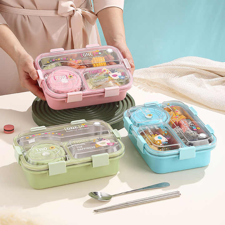 Insulated Modern & Stylish Stainless Steel (SUS304) Lunch Box with Dipping Cup (7122)