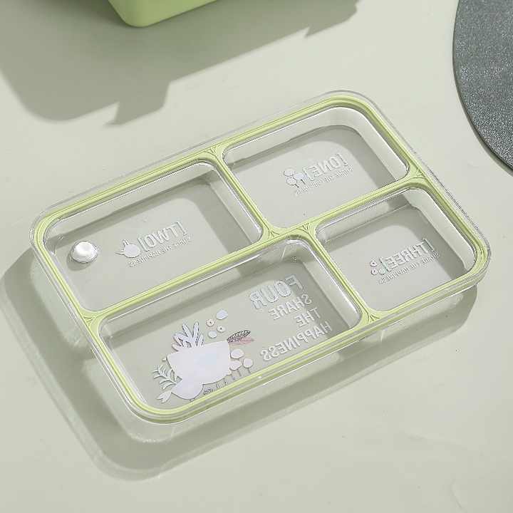 Modern Leakproof Stainless Steel (SUS304) Lunch box with Cutlery Grid & Sauce Compartment (7136)