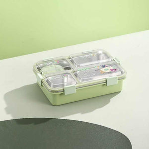 Modern Leakproof Stainless Steel (SUS304) Lunch box with Cutlery Grid & Sauce Compartment (7136)