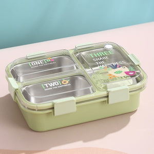 Modern Leakproof Stainless Steel (SUS304) Lunch box with Cutlery Grid & Sauce Compartment (7136)