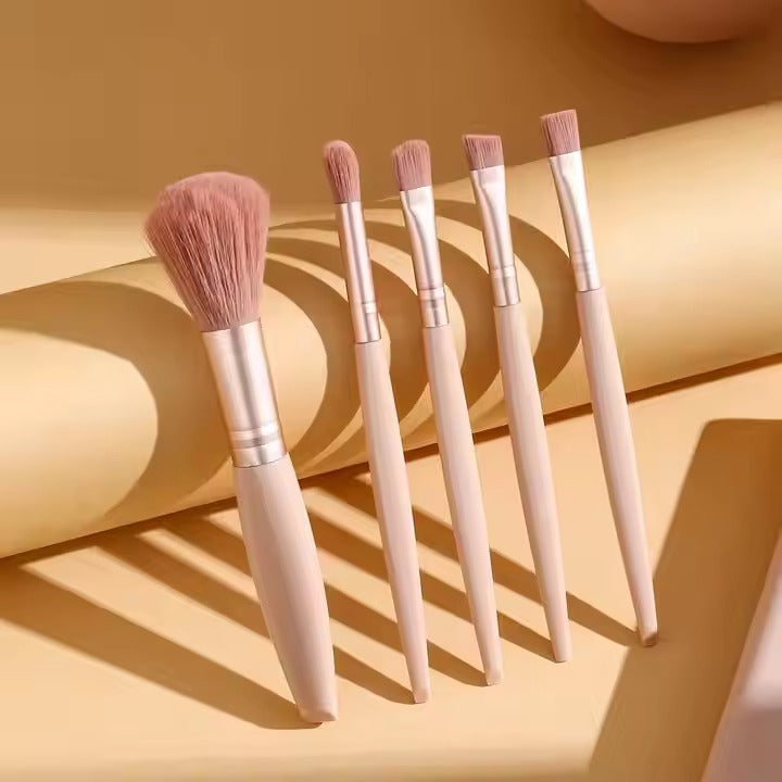 5-Piece Mini Makeup Brush Set with Mirror & Protective Case