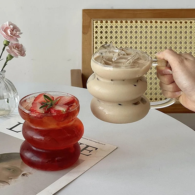 Creative Layered Glass Mug with Handle