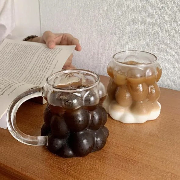 Bubble Textured Glass Mug with Handle