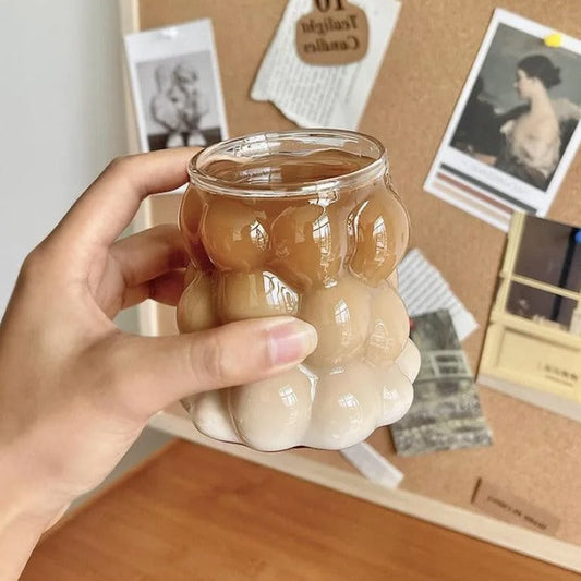 Bubble Textured Glass Mug with Handle