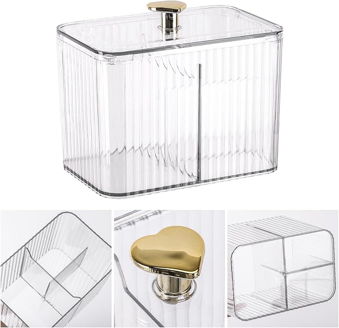 Trio-Compartment Multipurpose Storage Box with Golden Heart Lid