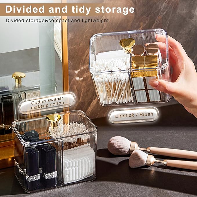 Trio-Compartment Multipurpose Storage Box with Golden Heart Lid