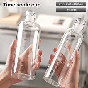Clear Glass water bottle with Time Scale