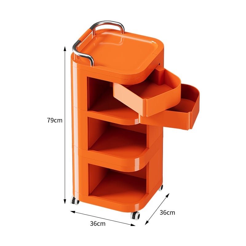 4 Tier Multi-Purpose Rolling Cart with 2 Rotational Compartments