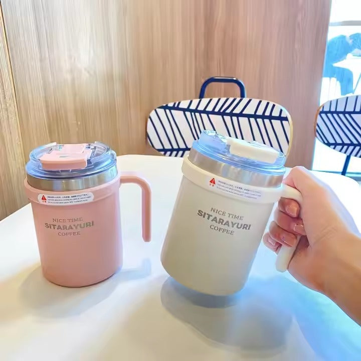 SITARAYURI Spill-Proof Dual-Lid Insulated Stainless Steel Mug (500ml) (ZF-032)