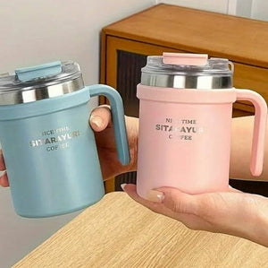 SITARAYURI Spill-Proof Dual-Lid Insulated Stainless Steel Mug (500ml) (ZF-032)