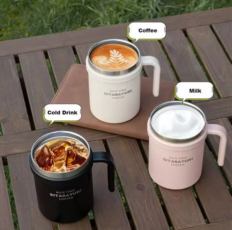SITARAYURI Spill-Proof Dual-Lid Insulated Stainless Steel Mug (500ml) (ZF-032)