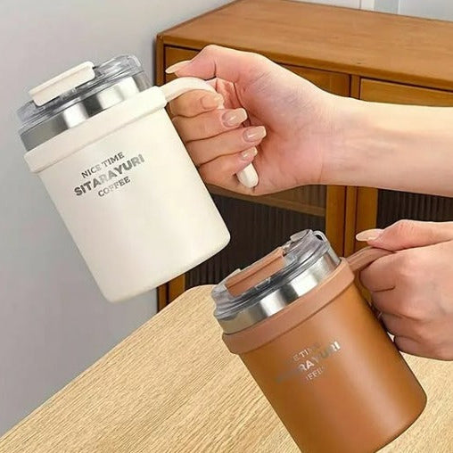 SITARAYURI Spill-Proof Dual-Lid Insulated Stainless Steel Mug (500ml) (ZF-032)